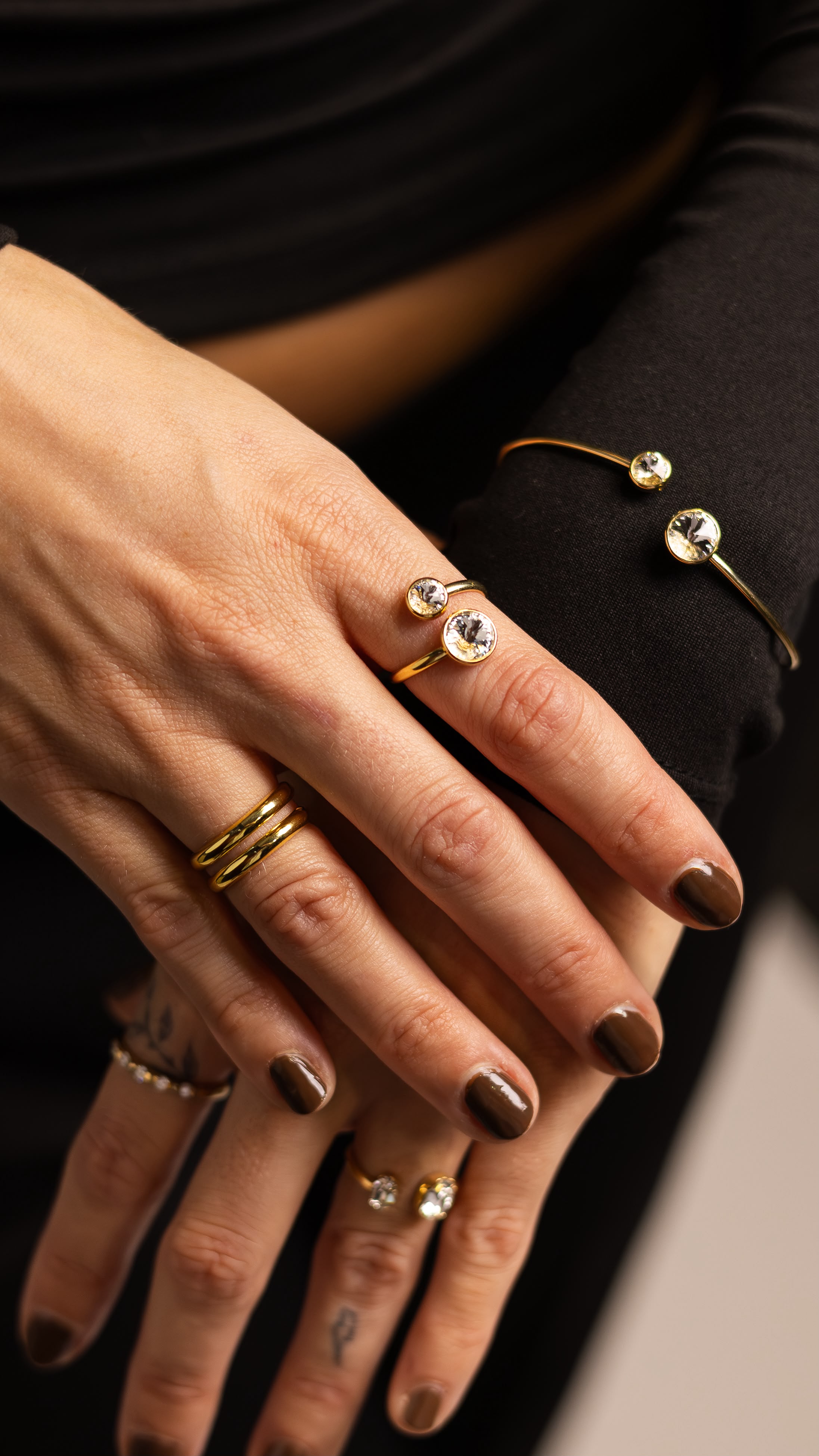 Anillos puestos en mano